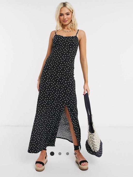 ASOS Dresses & Skirts - ASOS Black Polka Dot Dress Skirt with Front Slit